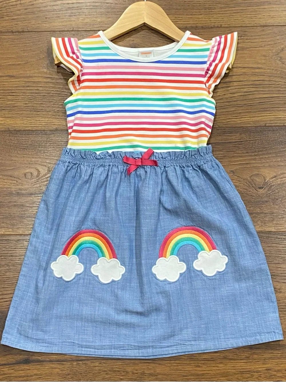 Gymboree Girls Little Essentials Rainbow Stripes Dress 3-piece Set Size 6/7